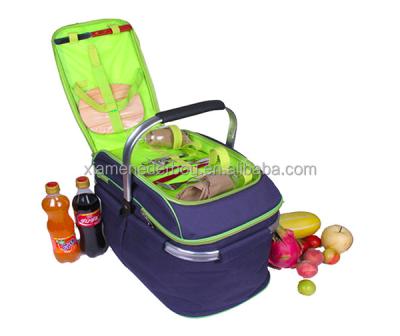 China Picnic Hamper Picnic Basket Set Insulated Packing With Cooler Compartment And Complete Flatware for sale