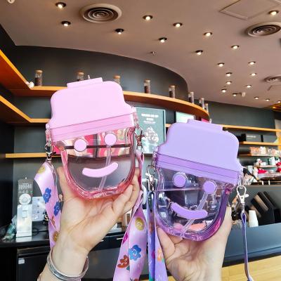 China Water Bottle Shoulder Messenger Bag Ins. Hot Sale Cardboard Smile Water Juice Bottle Fruit Water Bag for sale