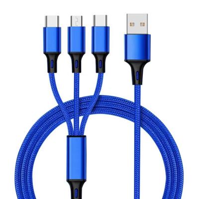 China MP3/MP4 Player Free Sample Mobile Phone Charging 3 In 1 Micro Usb Type C Cable Data Charger Cable for sale