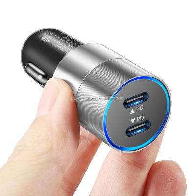 China Portable Electric Cell Phone 40w Pd3.0 Mini Dual Usb C Car Electric Charger For Iphone Mobile Phone Tablet 2 Ports Fast Car Charger for sale