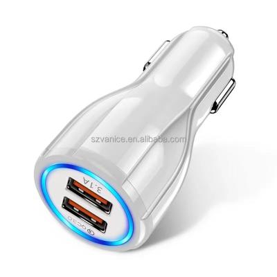 China Mobile Phone 5v 3.1a Usb Fast Car Charger Adapter 12.5v Dual Usb Car Charger For Mobile Phone for sale