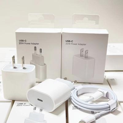 China Original iPhone13 PD 20W USB-C Charger Fast Charger Mobile Phone For EU USA Plug In Wall 18W Charger Cable For iPhone 13 12 for sale