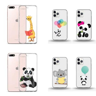 China Anti-drop Phone Case For iPhone 11 12 8 7 6 5 SE Transparent Cute Cases 2020 Panda Giraffe Koala Anime Mobile s Mini Pro X XS XR Max Plus for sale