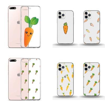 China Anti-drop Phone Case For iPhone 11 12 8 7 6 5 Se 2020 Mini Pro X XS XR Max Plus Vegetable Fundas Lovely Cartoon Transparent Cute Carrot for sale