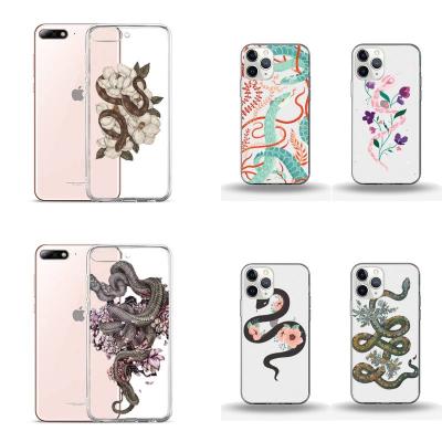 China Anti-drop Phone Case For iPhone 11 12 8 7 6 5 Se 2020 Mini Pro X XS XR Max Plus Mobile Covers Transparent Creative Snake Animal Cartoon for sale