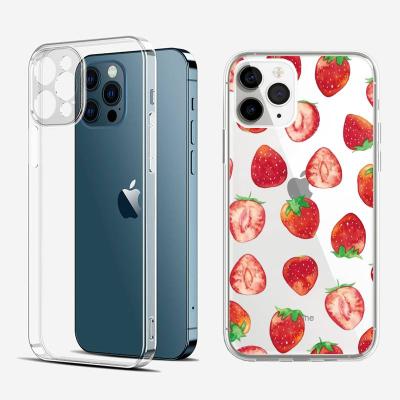 China 2021 Cartoon Anti-fall Fruit Lovely Fruit High Quality Transparent Mobile Phone Case Hot TPU Camera Protection For iPhone 12 11 pro max for sale