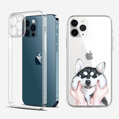 China 2021 Cartoon Cute Husky Hot TPU Anti-fall Dog Anti-fall Transparent Mobile Phone Case High Quality Transparent TPU Camera Case For iPhone 12 11 Pro Max for sale