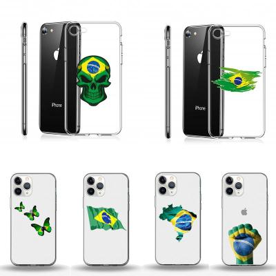 China Custom Brazilian Anti-drop Phone Cases For iphone 11 13 And 12 Series Max Pro Flag Clear Back Cover Cases for sale