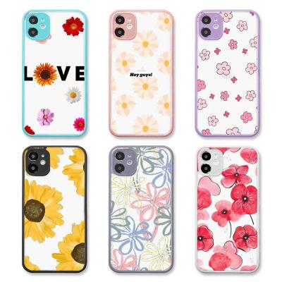 China Anti-drop For iphone 11/12 pro mini 7 max 8 plus case For iphone X XR Beautiful Flower Art Matte Transparent Phone Cases Daisy Cover for sale