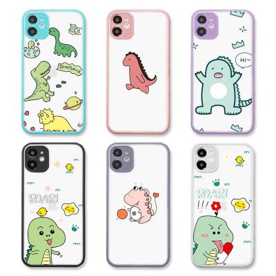 China Anti-drop For iphone 11/12 pro mini 7 max 8 plus Cases For iphone X XR Cute Cartoon Matte Transparent Phone Cases Dinosaur Animal Cover for sale