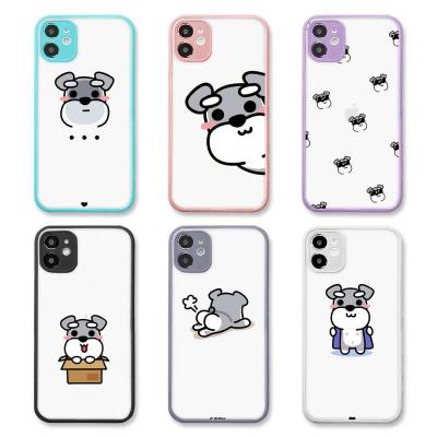 China Anti-drop For iphone 11/12 pro mini 7 max 8 plus Cases For iphone X XR Schnauzer Dog Cute Cartoon Matte Transparent Phone Cases Cover for sale