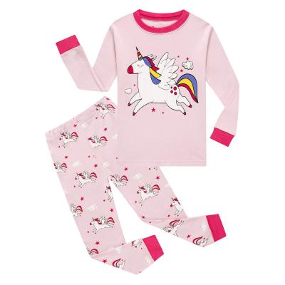 China Eco-friendly Kids Girls Boys Cartoon Print Pajamas Long Sleeves Sleepwear Kids Cotton Pajamas for sale