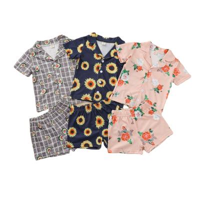 China Newest Most Popular Summer Kids Breathable Printed Pajamas Home Wear Short Sleeve Underwear For Boys And Girls for sale