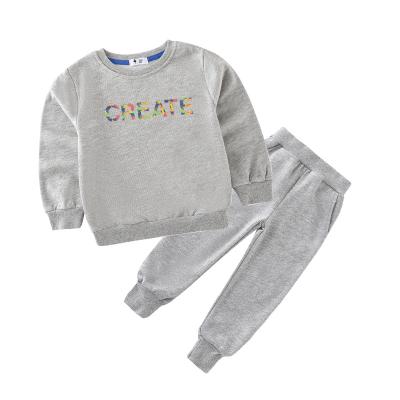 China Boys and Girls Casual Two-Piece Set New 2021 Letter Print Spring Pullover Long Sleeve Sweater Casual Two-Piece Set for sale