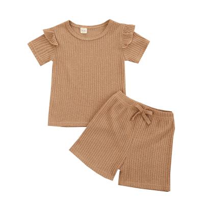 China Wholesale children's suit 2021 new fashion children's two-piece casual girls' shorts T-shirt set of foreign trade for sale