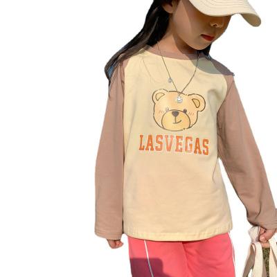 China QUICK DRY Long Sleeves Kids Cartoon Printed T-shirt Babies Patchwork T-shirts Kids Cotton Pullovers for sale