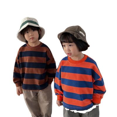 China Anti-Shrink Round Neck Babies Children Sweatshirts And Hoodies Boy Long Cotton Kids Striped Sweatshirts for sale