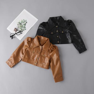 China Leather Jacket Fashion PU Casual Leather Coat Children Girls Boys Motorcycle Viable Style Short Clothes for sale