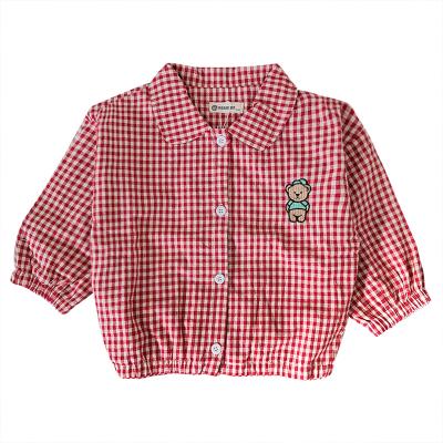 China Boys Girls Plaid Viable Bear Embroidered Coat Cardigan for sale