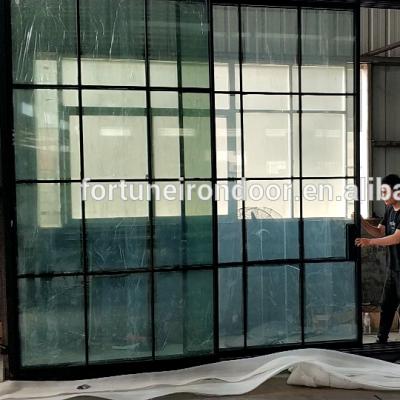 China MTS50 thermally lite modern broken steel slim sliding door with big panel SDL glass for sale