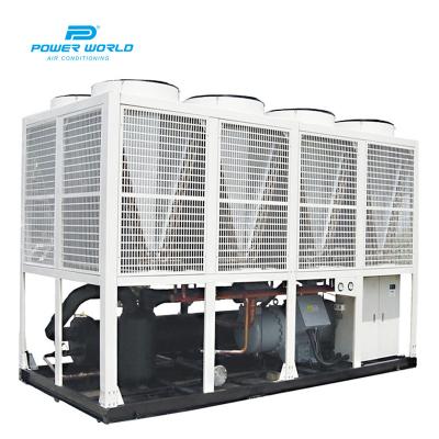 China POWER WORLD 50tr 100 Ton 200 Ton Air Cooled Screw Water Refrigerator 150KW 300 KW 500KW 600KW Outdoor Chiller for sale