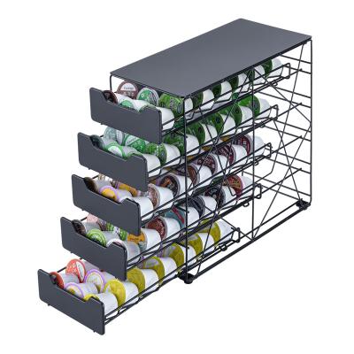 China New Product High Capacity 5 Tier 105pcs Keurig k Cup Coffee Capsule Pod Viable Storage Drawer Rack for sale