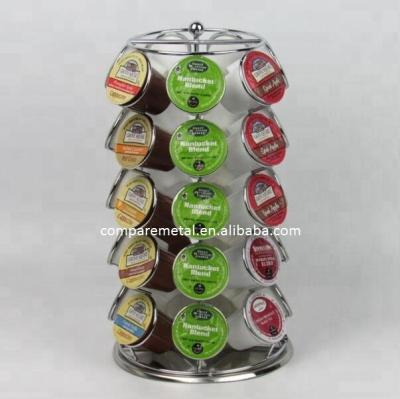 China Chrome 35 Coffee Pods Capacity K-Cup Sustainable Coffee Rack for sale