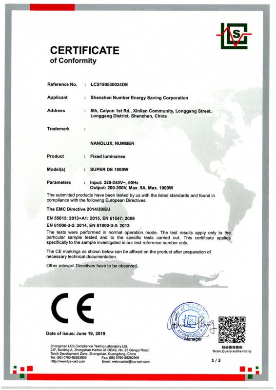 CE - Shenzhen Number Energy Saving Corporation