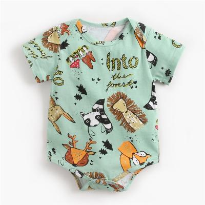 China Cartoon Casual Triangle Romper Baby Growing Baby Clothes Packet Donkey Animal Printed Romper for sale