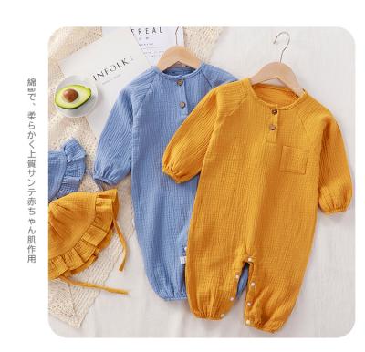 China Baby casual clothes spring and autumn new long romper cotton gauze romper onesie newborn baby summer pajamas for sale