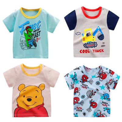 China Plain White 100 Cotton Breathable Kids Baby Boy T-Shirts Kids Short Sleeve Summer Custom Logo Printing Cute Cartoon Casual Unisex for sale