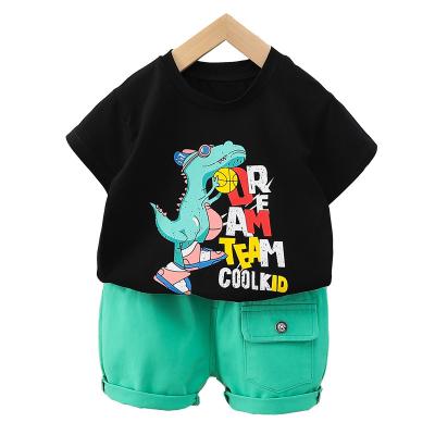 China Wholesale Hot Selling Kids Baby Boy Summer Long Sleeve Dinosaur Clothes Set For Children Kid Clothing Sets for sale