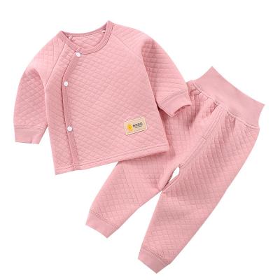 China New size antibacterial high thermal cotton three-layer underwear baby warm pajamas thickened children's clothing for sale