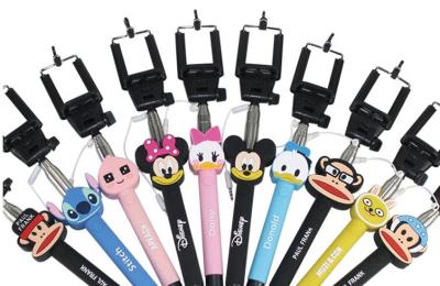 China cute cartoon selfie Phone Monopod camera Remote Control Self-timer Shutter Clip stick for sale