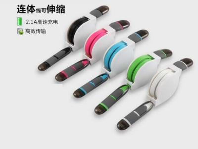 China High Speed 2 in 1 usb data cable sync charger Telescopic line Retractable usb cable iphone for sale