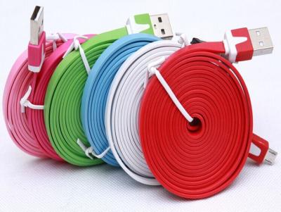 China 1M 3m de Noedel Vlak USB van de gegevenskabel 2.0 usbkabel usb het laden kabels voor iphone 5 6s plus S6 Te koop