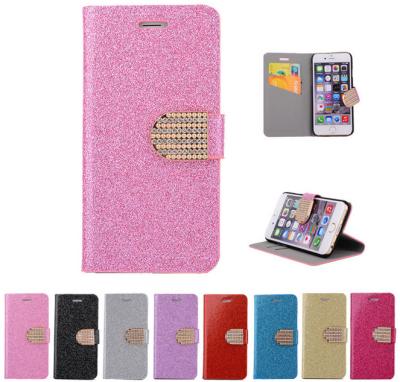 China Glitter PU leather wallet Case For iPhone 4 5s 6 plus 7  galaxy s5 s4 S6 S7 NOTE 7 3 5 Te koop