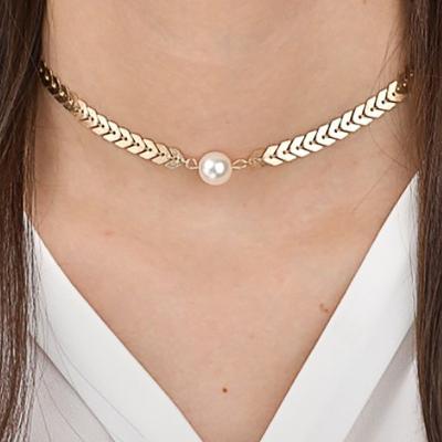 China FASHIONABLE hot selling European and American classic choker ladies simple alloy wheat arrow bead necklaces for sale