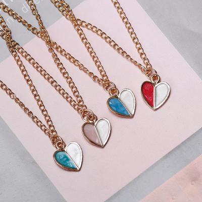 China New Arrival Campus Alloy Two Heart Fashionable Korean Simple Style Girls All-match Pendant Necklaces for sale