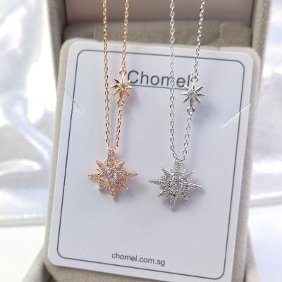 China FASHIONABLE Six-pointed Star Crystal Rhinestone Pendant Necklace 2021 Latest Women Silver Jewelry Necklaces for sale