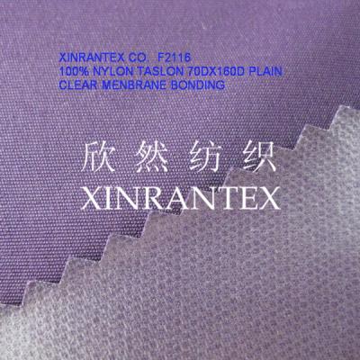 China F2116 full dull 100%nylon taslon clear menbrane lamilation 70DX160D for sale