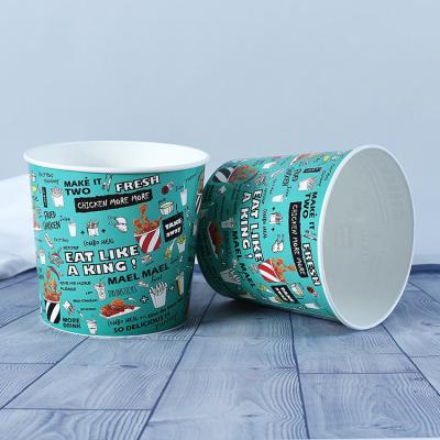 China 120 Popcorn Pails Recyclable Disposable Takeout Commercial Paper Cups Paper Fried Chicken Pails Customized Blue Pails for sale