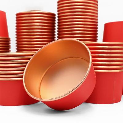 China 500ml~1500ml Waterproof Bright Red Gold Foil Paper Bowl Aluminum Foil Gold Foil Paper Disposable Takeaway Packaging Box for sale