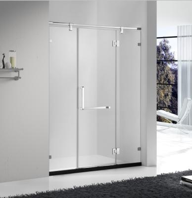 China Modern straight shower room with stainless steel glass hinge and two fixed doors without frame design. for sale