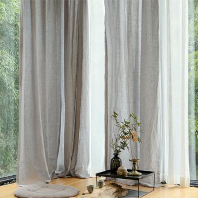 China Factory Supply Stock Curtains Blackout Insulated Cheap Curtain In Pure Colors Ready Simple Linen Style for sale