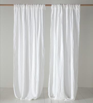 China Blackout 210gsm OEKO-TEX STANDARD 100 White 100% French Linen Loop Top Curtain for sale