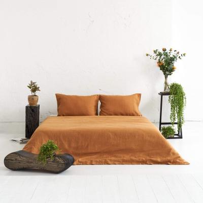 China Wabi-sabi Custom Vintage Washed 100% Linen Fiber Flat Sheet Bedspread Natural Pure Linen Bedding for sale