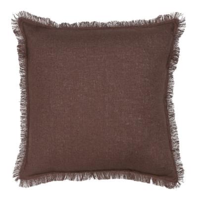 China Lush Handcrafted 100% Pure Natural French Linen Fringe Pillow Cover Anti-Static for sale