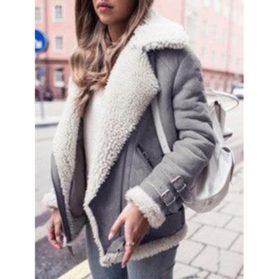 China Viable Viable Plus Size Women Warm Turn-Down Collar Suede Fabric Zipper Winter Motorcycle Jacket for sale