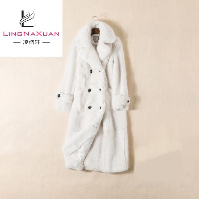 China Hangzhou Anti-Shrink Outwear Fashion Winter Ladies Anti-Shrink White Faux Fur Coat Long for sale